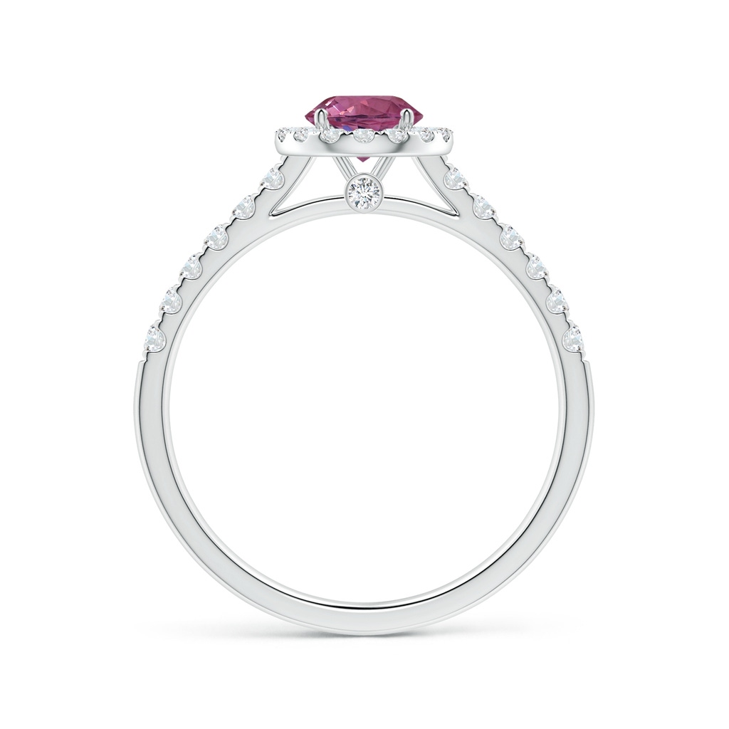 5.96x5.74x3.23mm AAAA GIA Certified Round Pink Sapphire Halo Ring with Diamonds in P950 Platinum Side 199