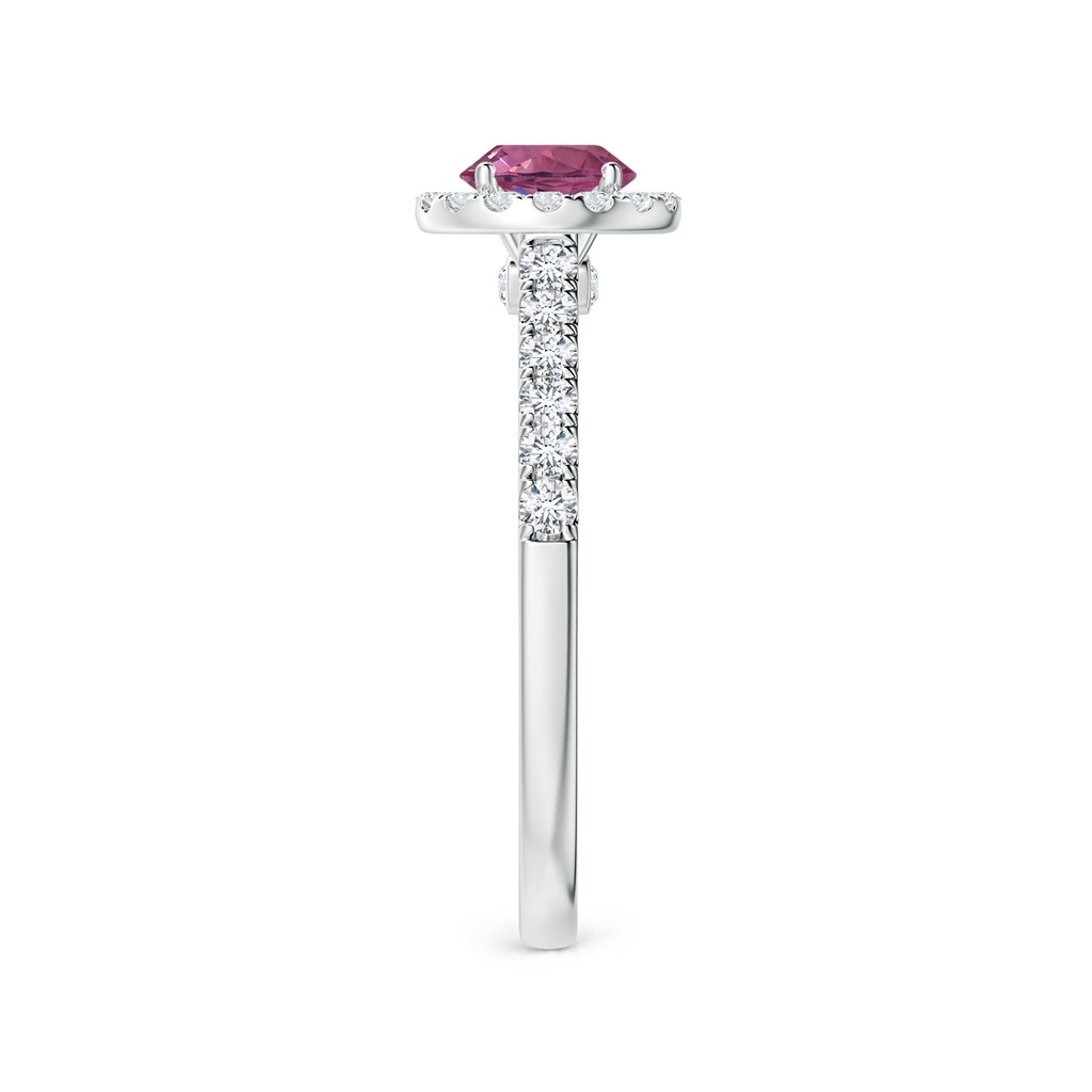 5.96x5.74x3.23mm AAAA GIA Certified Round Pink Sapphire Halo Ring with Diamonds in P950 Platinum Side 399