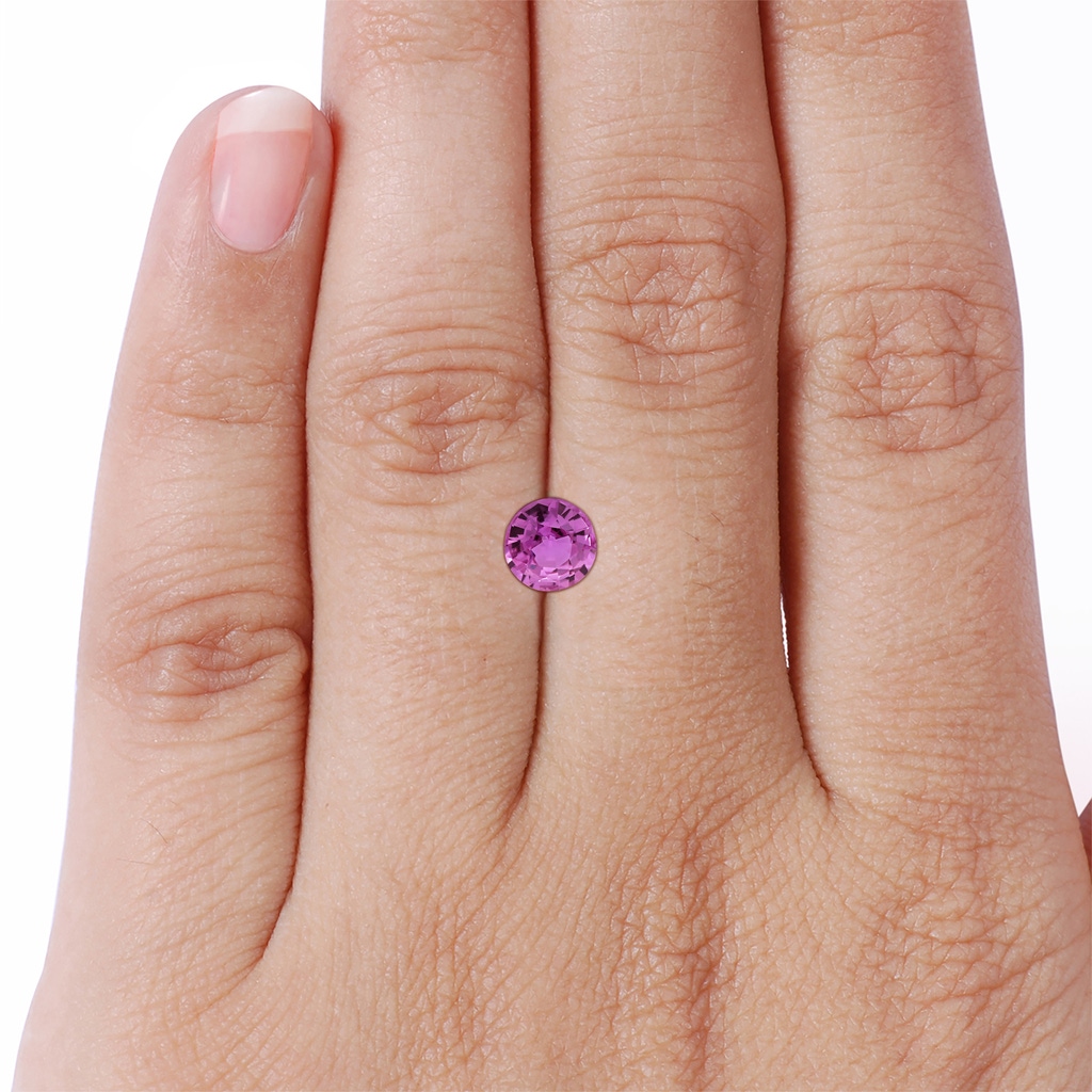 5.96x5.74x3.23mm AAAA GIA Certified Round Pink Sapphire Halo Ring with Diamonds in P950 Platinum Side 799