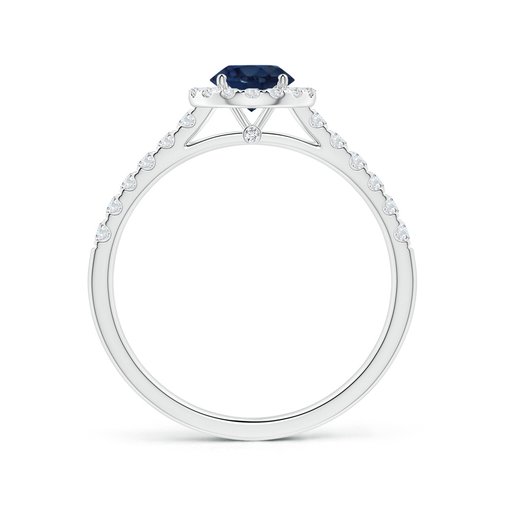 5.70x5.70x3.67mm AA GIA Certified Round Blue Sapphire Halo Ring with Diamonds in 18K White Gold Side-1