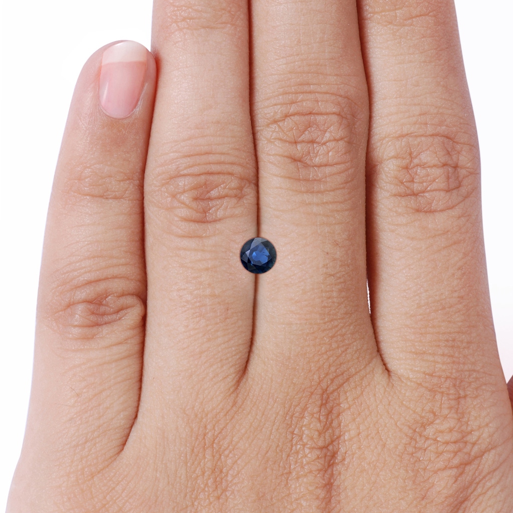 5.70x5.70x3.67mm AA GIA Certified Round Blue Sapphire Halo Ring with Diamonds in Rose Gold Stone-Body