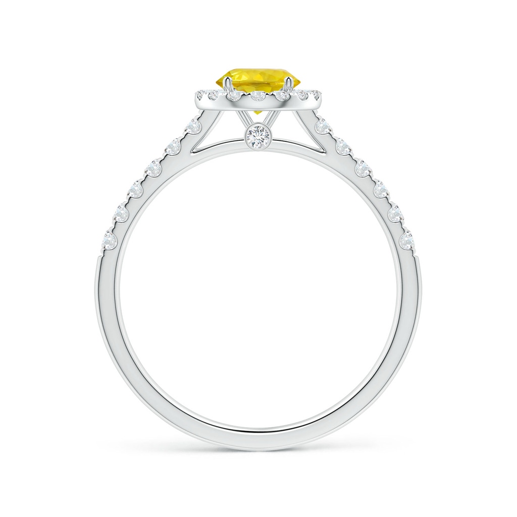 6.02x5.96x3.43mm AAAA Round Yellow Sapphire Halo Ring with Diamonds in White Gold Side 199