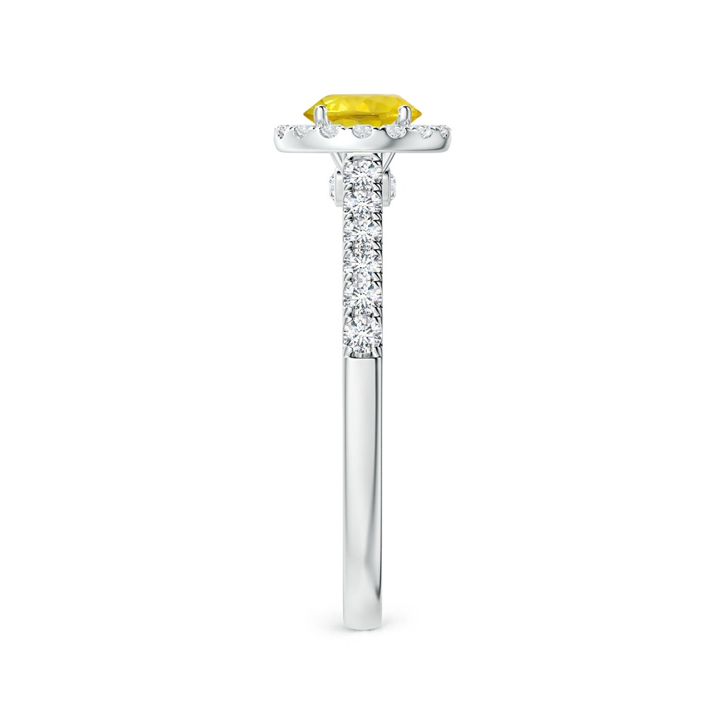 6.02x5.96x3.43mm AAAA Round Yellow Sapphire Halo Ring with Diamonds in White Gold Side 399
