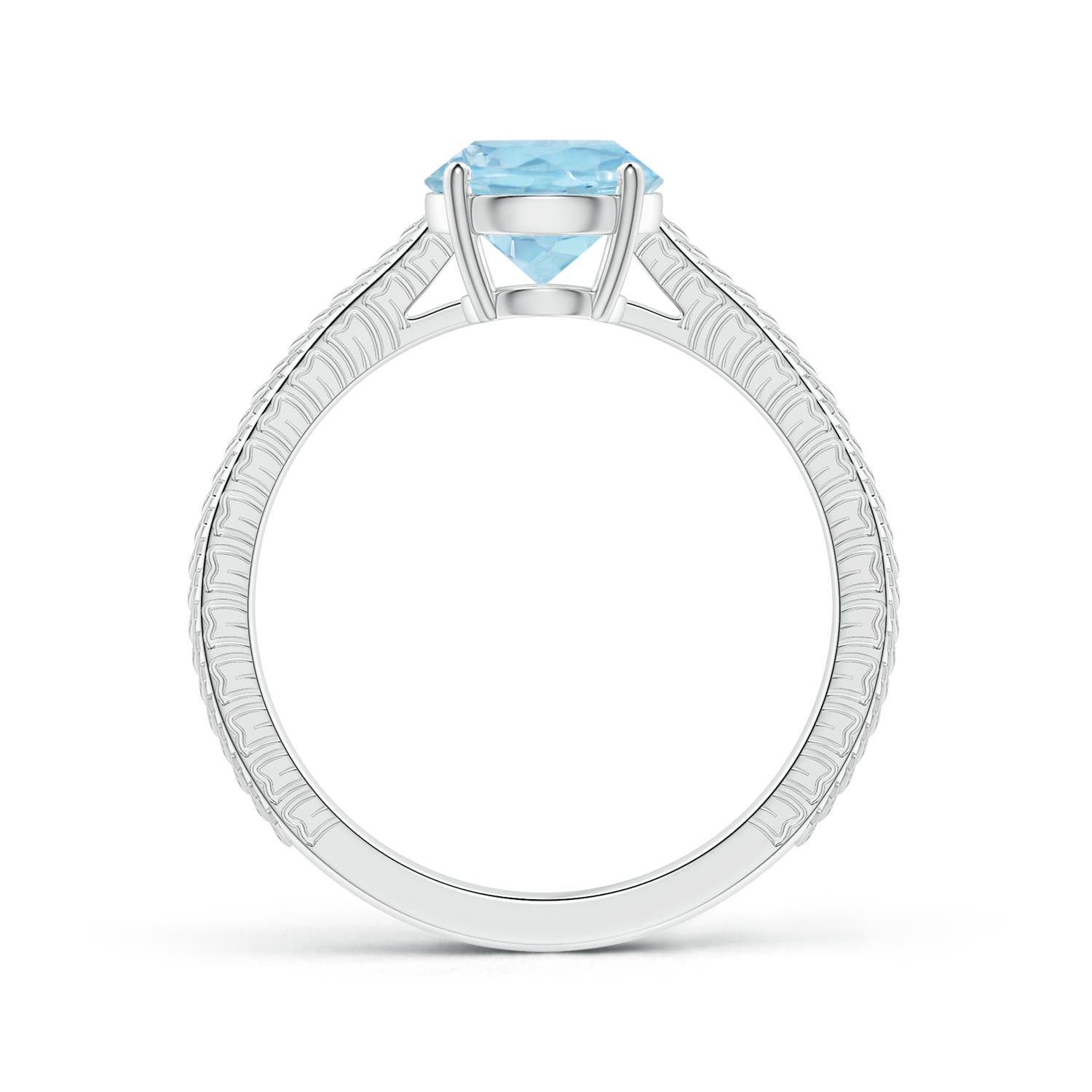 8.03x8.01x4.53mm AAA Prong-Set Solitaire Round Aquamarine Feather Ring in White Gold - side 2
