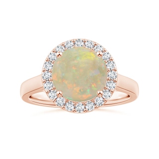 10.04x9.95x3.46mm AA GIA Certified Round Opal Halo Ring with Diamonds in 18K Rose Gold