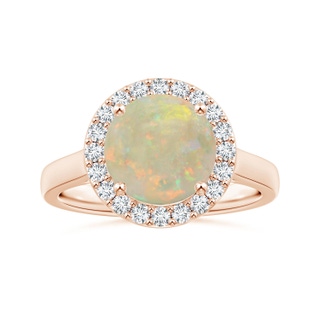 10.04x9.95x3.46mm AA GIA Certified Round Opal Halo Ring with Diamonds in 9K Rose Gold