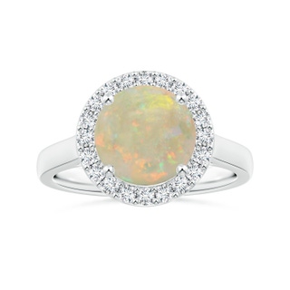 10.04x9.95x3.46mm AA GIA Certified Round Opal Halo Ring with Diamonds in P950 Platinum