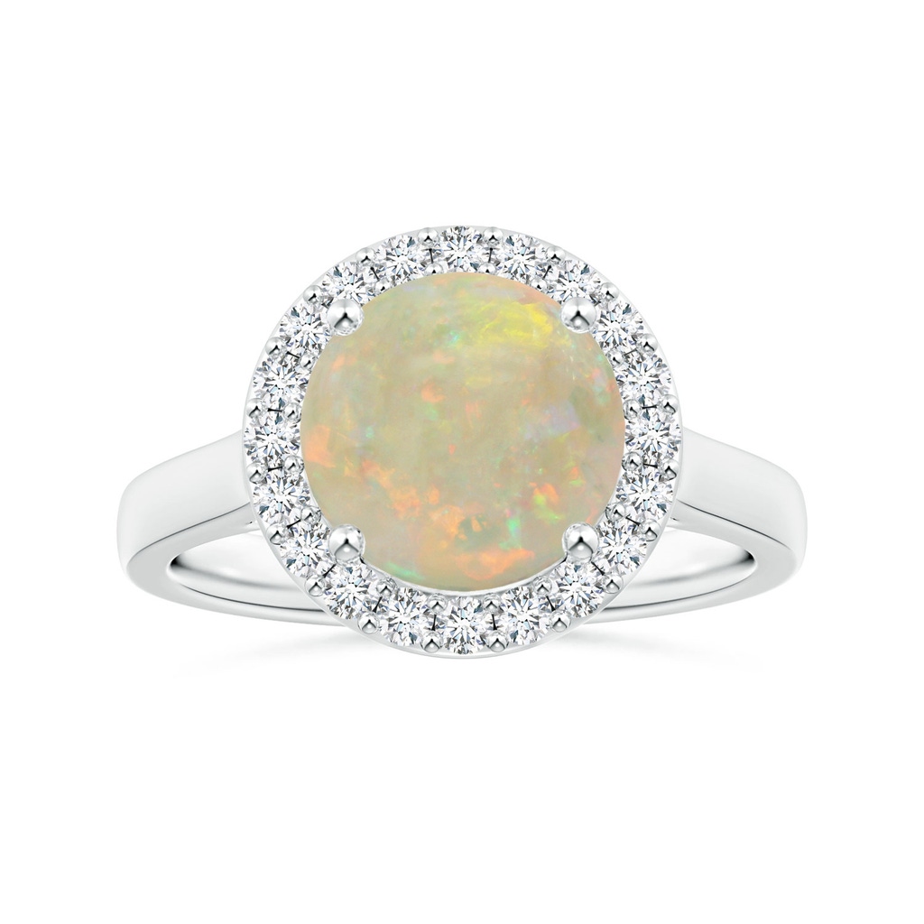 10.04x9.95x3.46mm AA GIA Certified Round Opal Halo Ring with Diamonds in White Gold 