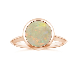 10.04x9.95x3.46mm AA GIA Certified Bezel-Set Solitaire Round Opal Knife-Edged Shank Ring in 10K Rose Gold