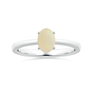 7.80x5.92x2.48mm AAA GIA Certified Prong-Set Solitaire Oval Opal Ring with Reverse Tapered Shank in P950 Platinum