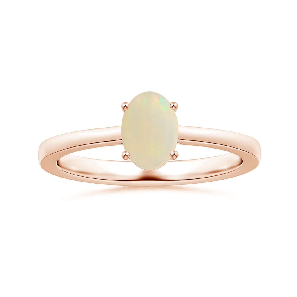 7.80x5.92x2.48mm AAA GIA Certified Prong-Set Solitaire Oval Opal Ring with Reverse Tapered Shank in Rose Gold