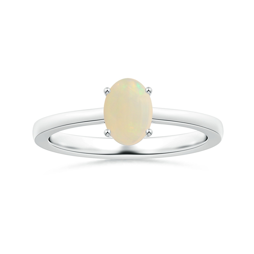 7.80x5.92x2.48mm AAA GIA Certified Prong-Set Solitaire Oval Opal Ring with Reverse Tapered Shank in White Gold 