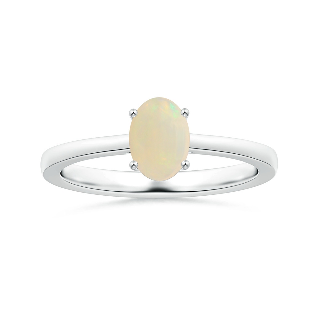 7.80x5.92x2.48mm AAA GIA Certified Prong-Set Solitaire Oval Opal Ring with Reverse Tapered Shank in White Gold
