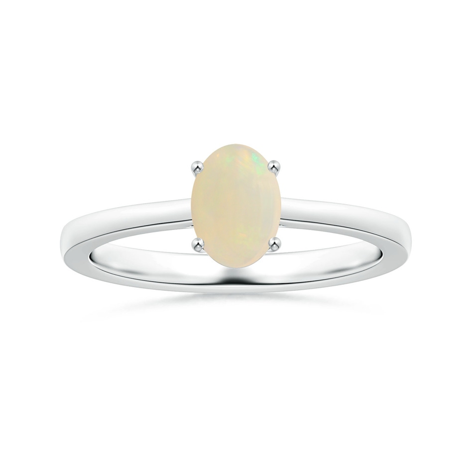 7.80x5.92x2.48mm AAA GIA Certified Prong-Set Solitaire Oval Opal Ring with Reverse Tapered Shank in White Gold 