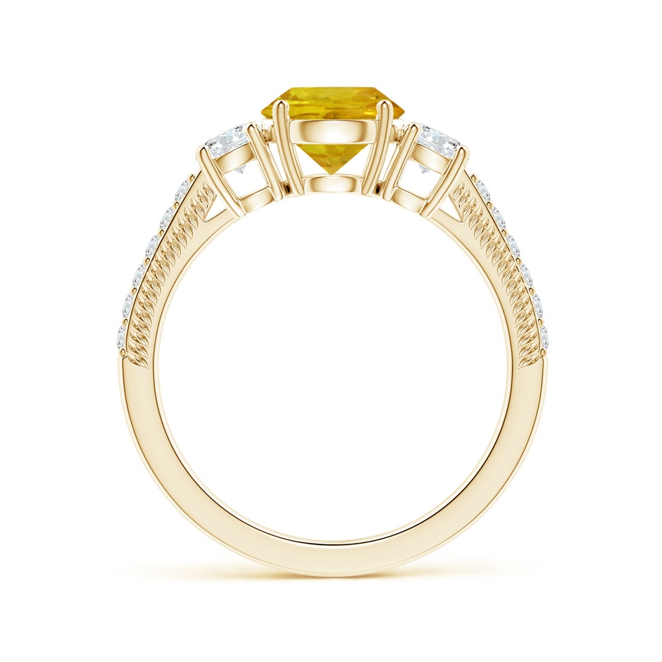 6.97-7.01-4.98mm AAA Yellow Sapphire Three Stone Ring with Leaf Motifs in 18K Yellow Gold Side 199