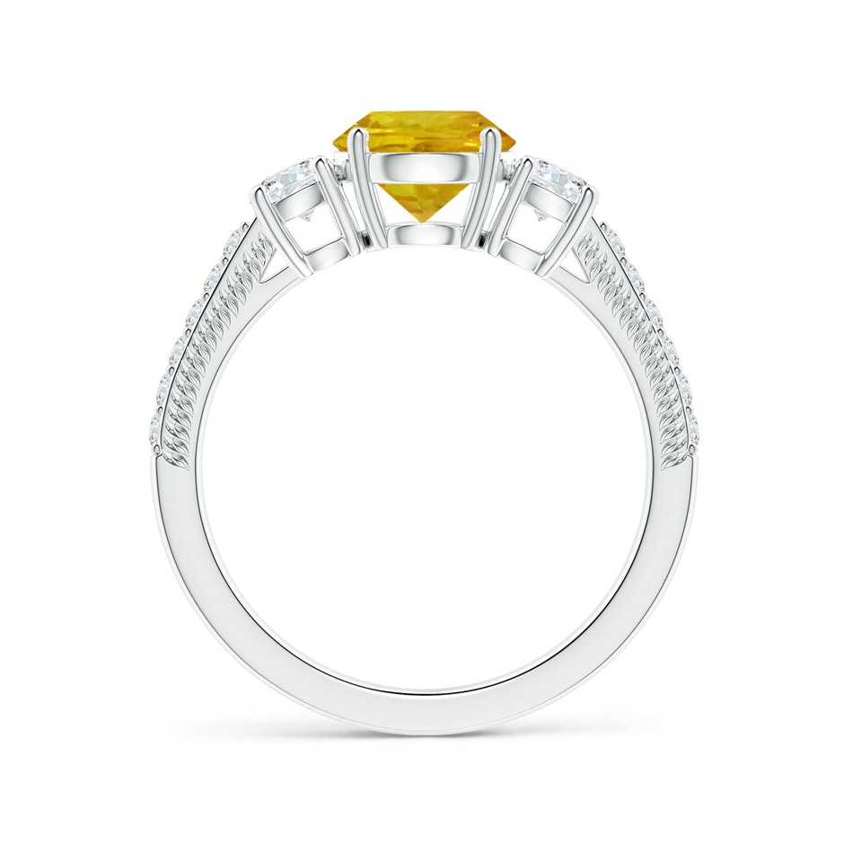 6.97-7.01-4.98mm AAA Yellow Sapphire Three Stone Ring with Leaf Motifs in P950 Platinum side 199