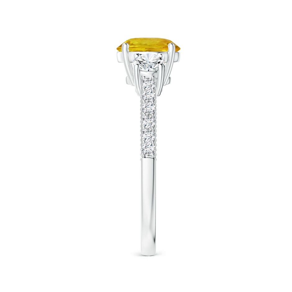6.97-7.01-4.98mm AAA Yellow Sapphire Three Stone Ring with Leaf Motifs in P950 Platinum side 399