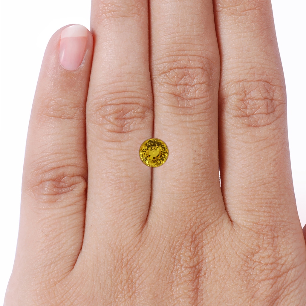 6.97-7.01-4.98mm AAA Yellow Sapphire Three Stone Ring with Leaf Motifs in White Gold Side 799