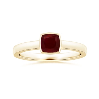 5.16x5.11x3.32mm A Bezel-Set Cushion Ruby Solitaire Ring in 18K Yellow Gold
