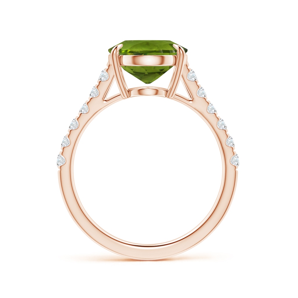 11.03x8.92x5.66mm AAA GIA Certified Claw-Set Oval Peridot Ring with Diamonds in Rose Gold - side 199