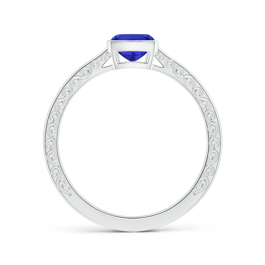 6.20x6.20x3.71mm AAA Bezel-Set GIA Certified Cushion Tanzanite Solitaire Ring with Scrollwork in P950 Platinum Side 199