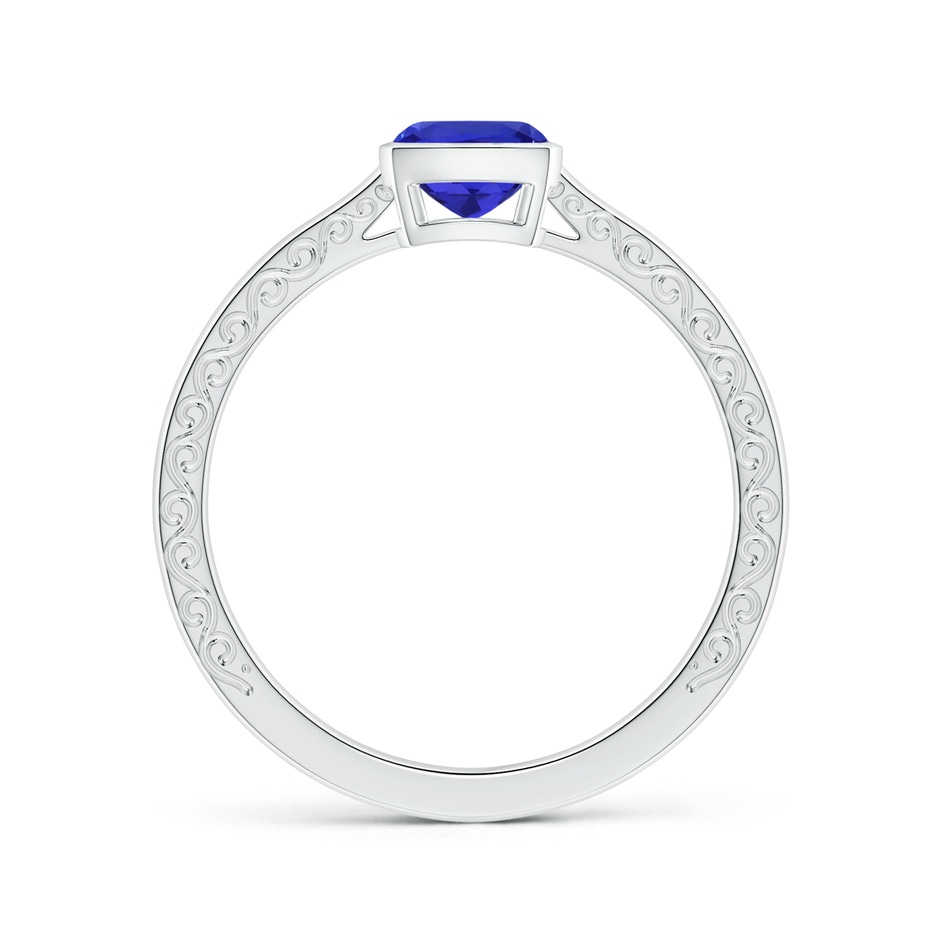 6.20x6.20x3.71mm AAA Bezel-Set GIA Certified Cushion Tanzanite Solitaire Ring with Scrollwork in White Gold Side 199