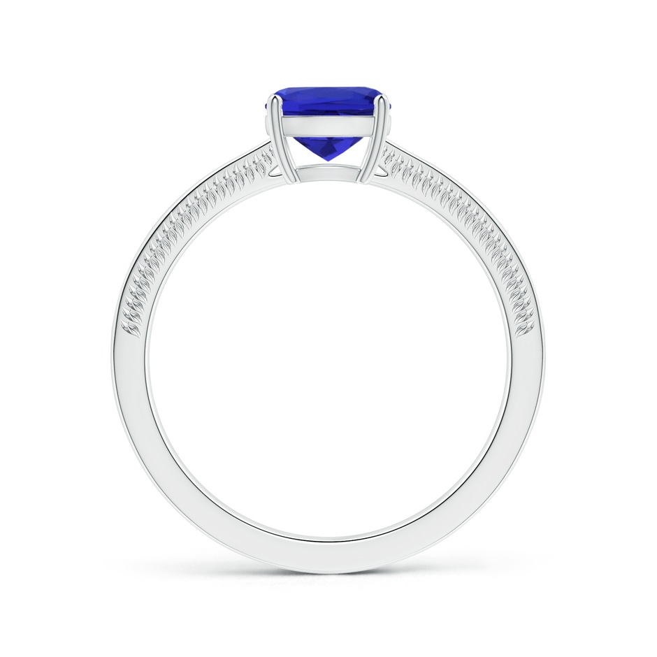 6.20x6.20x3.71mm AAA Prong-Set GIA Certified Cushion Tanzanite Ring with Leaf Motifs in P950 Platinum Side 199