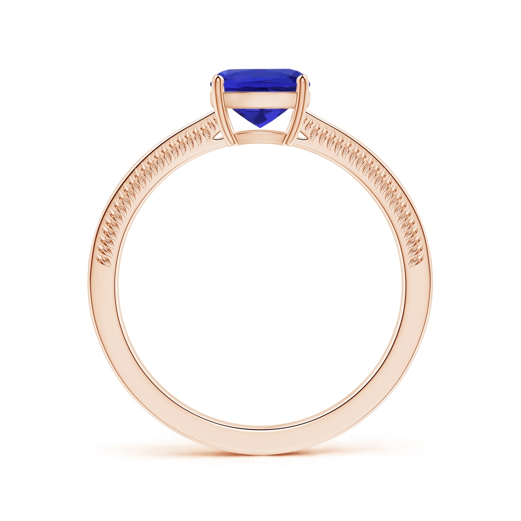 6.20x6.20x3.71mm AAA Prong-Set GIA Certified Cushion Tanzanite Ring with Leaf Motifs in Rose Gold Side 199
