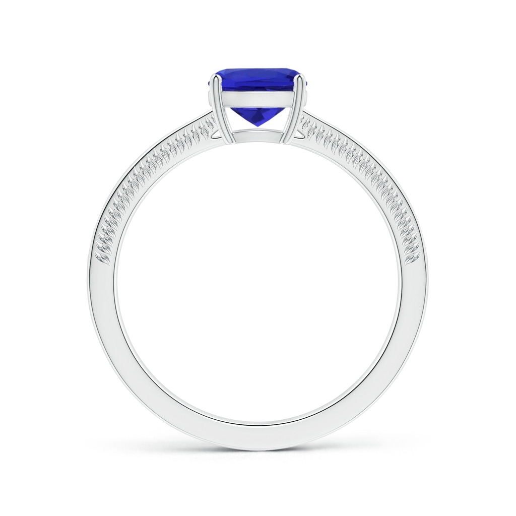 6.20x6.20x3.71mm AAA Prong-Set GIA Certified Cushion Tanzanite Ring with Leaf Motifs in White Gold Side 199