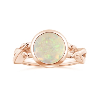 9.24x9.10x3.38mm AAA GIA Certified Nature Inspired Bezel-Set Round Opal Solitaire Ring in 10K Rose Gold