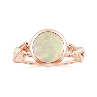 9.24x9.10x3.38mm AAA GIA Certified Nature Inspired Bezel-Set Round Opal Solitaire Ring in 18K Rose Gold