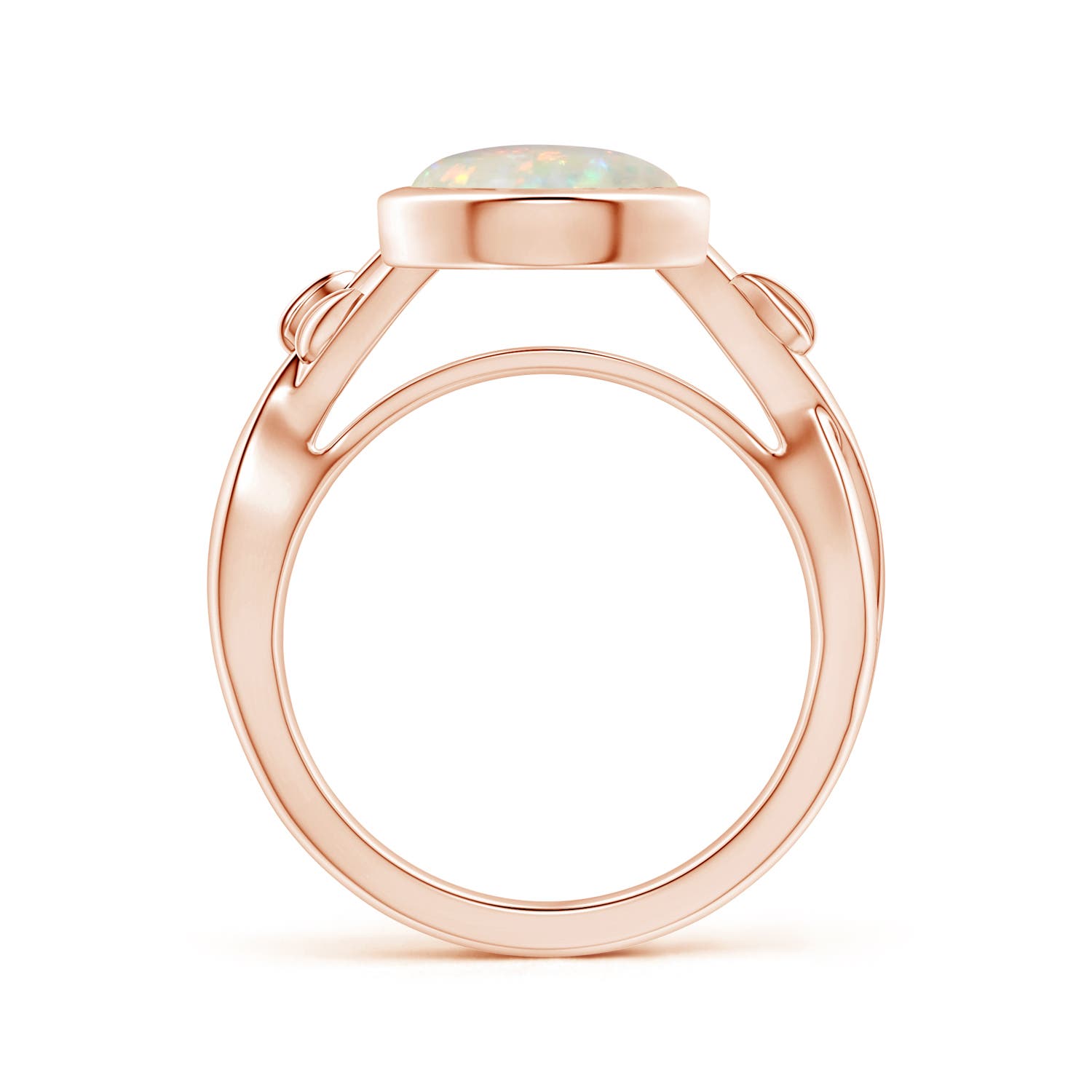 9.24x9.10x3.38mm AAA GIA Certified Nature Inspired Bezel-Set Round Opal Solitaire Ring in 18K Rose Gold