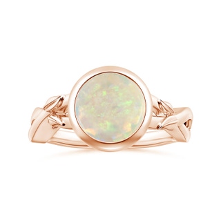9.24x9.10x3.38mm AAA GIA Certified Nature Inspired Bezel-Set Round Opal Solitaire Ring in 9K Rose Gold