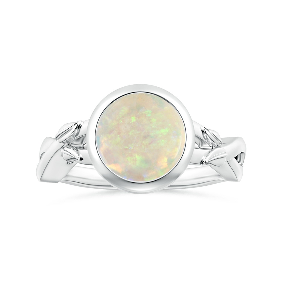 9.24x9.10x3.38mm AAA GIA Certified Nature Inspired Bezel-Set Round Opal Solitaire Ring in P950 Platinum 