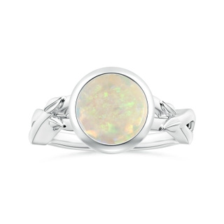 9.24x9.10x3.38mm AAA GIA Certified Nature Inspired Bezel-Set Round Opal Solitaire Ring in White Gold