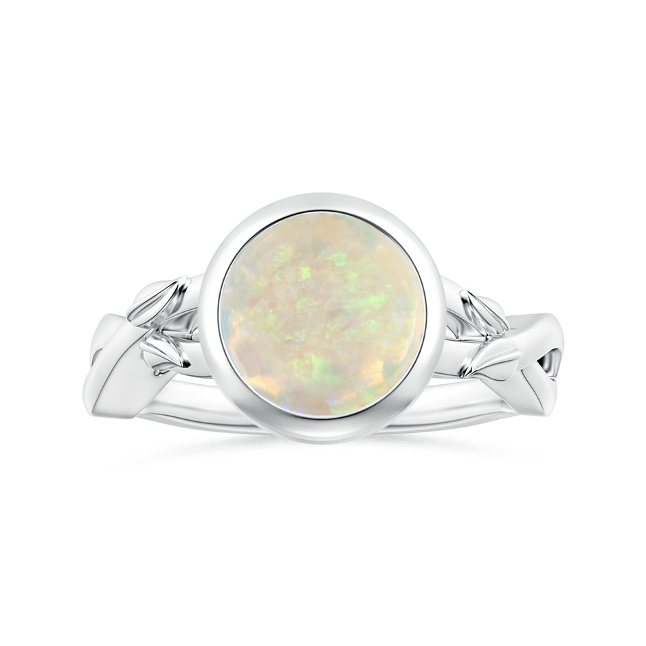 9.24x9.10x3.38mm AAA GIA Certified Nature Inspired Bezel-Set Round Opal Solitaire Ring in White Gold 