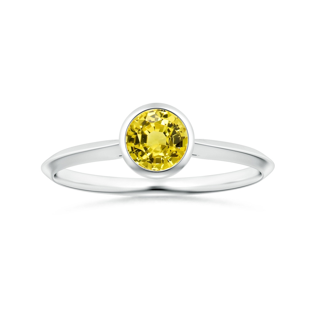 6.02x5.96x3.43mm AAAA Bezel-Set Yellow Sapphire Knife-Edged Solitaire Ring in White Gold