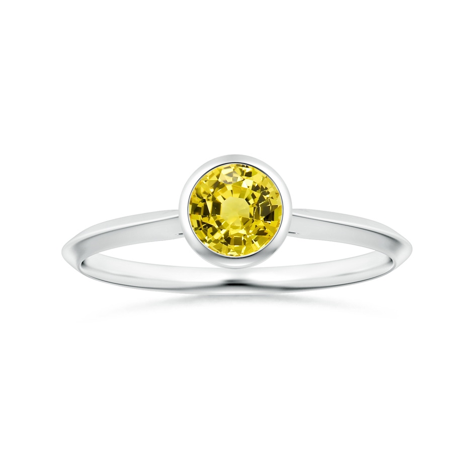 6.02x5.96x3.43mm AAAA Bezel-Set Yellow Sapphire Knife-Edged Solitaire Ring in White Gold 