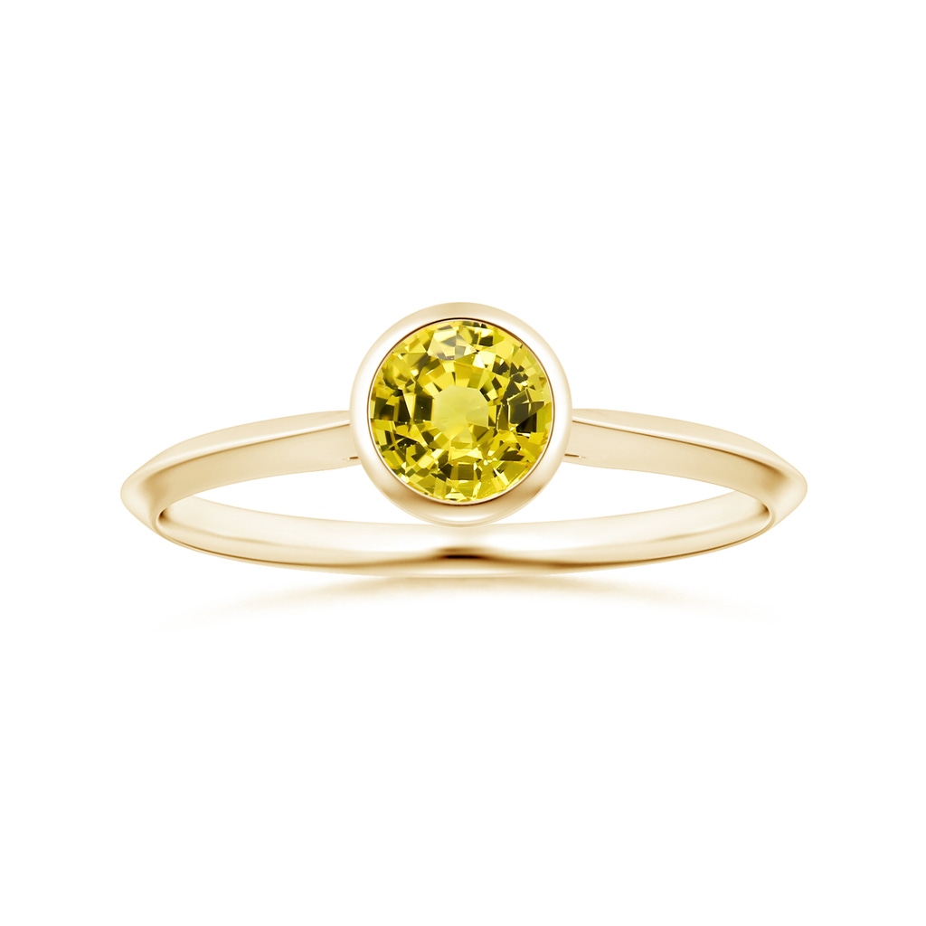 6.02x5.96x3.43mm AAAA Bezel-Set Yellow Sapphire Knife-Edged Solitaire Ring in Yellow Gold