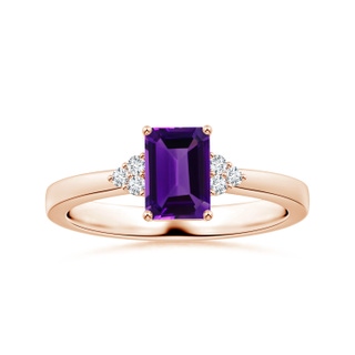7.91x5.92x3.96mm AAA GIA Certified Emerald-Cut Amethyst Ring with Reverse Tapered Shank in 10K Rose Gold
