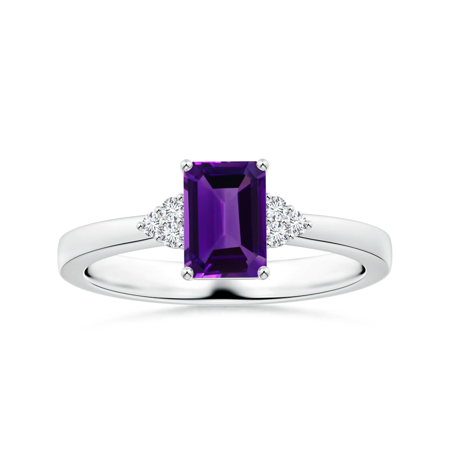 GIA Certified Emerald-Cut Amethyst Ring with Reverse Tapered Shank