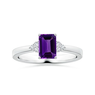 7.91x5.92x3.96mm AAA GIA Certified Emerald-Cut Amethyst Ring with Reverse Tapered Shank in White Gold