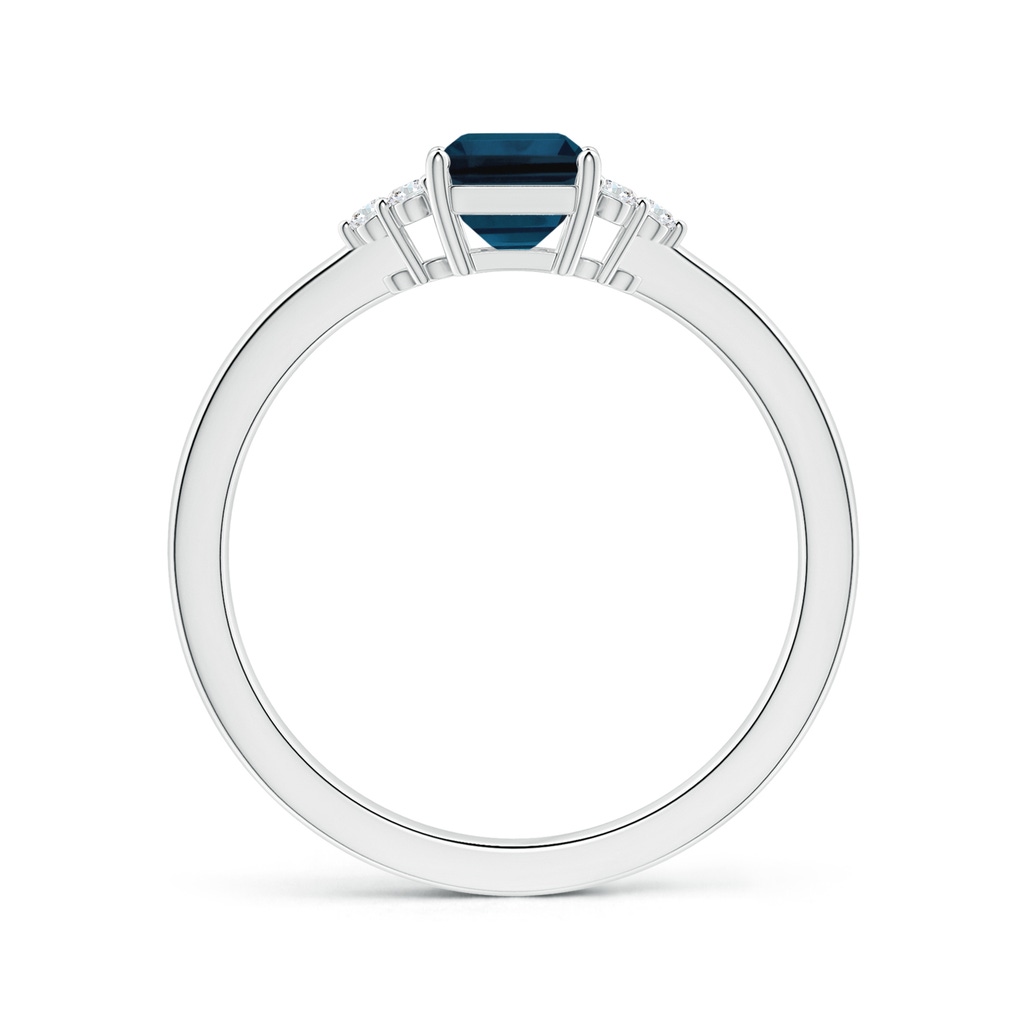 8.12x6.18x3.93mm AAA GIA Certified Emerald-Cut London Blue Topaz Reverse Tapered Ring with Side Diamonds in P950 Platinum Side 199
