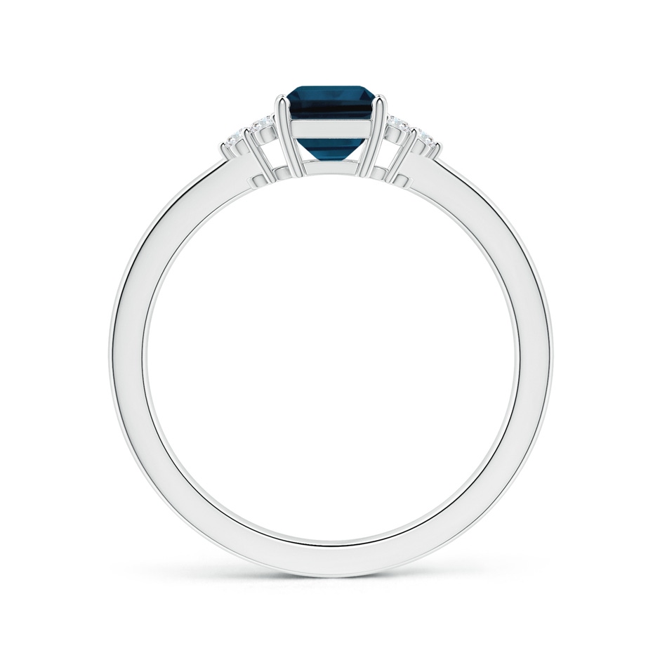 8.12x6.18x3.93mm AAA GIA Certified Emerald-Cut London Blue Topaz Reverse Tapered Ring with Side Diamonds in White Gold side 199