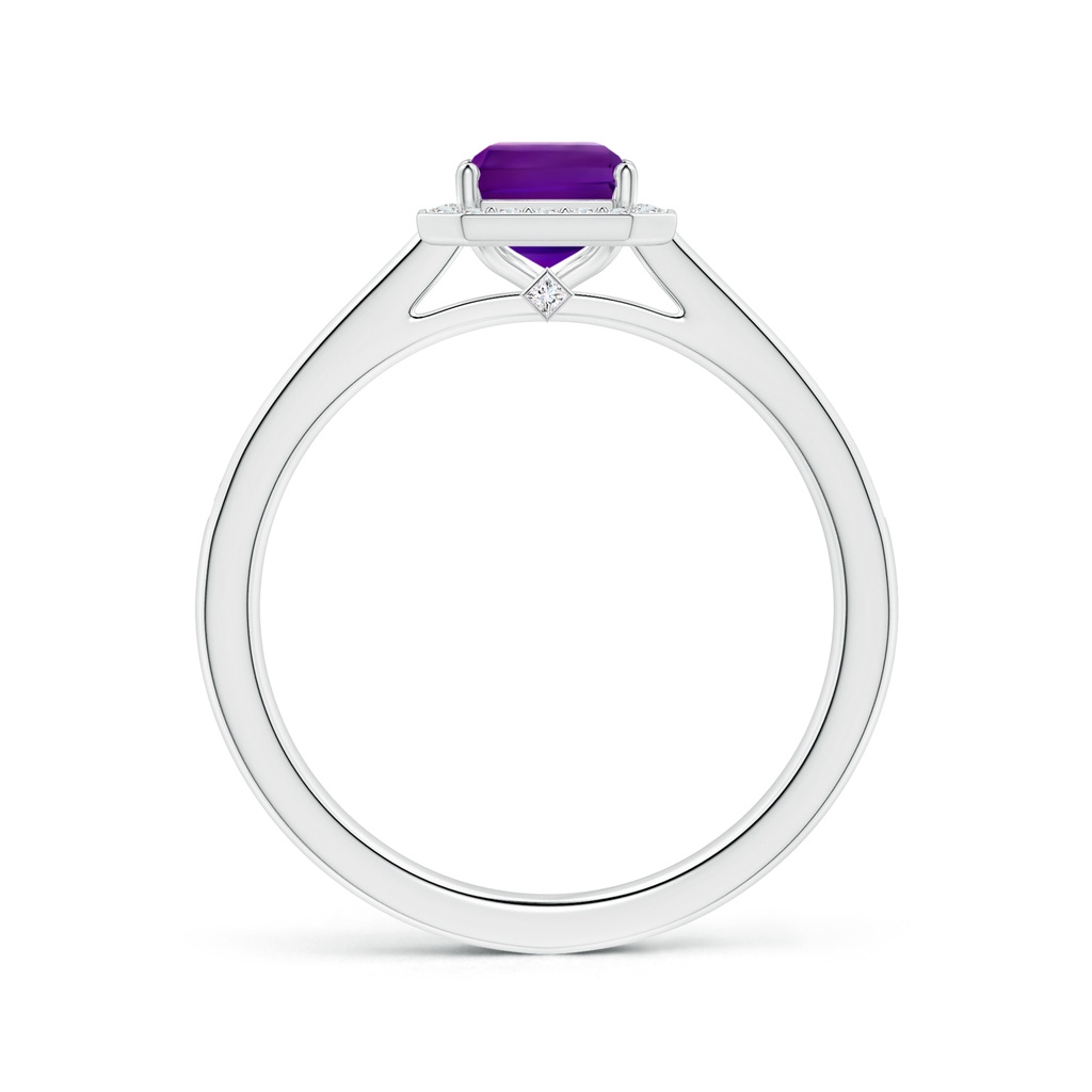 7.91x5.92x3.96mm AAA GIA Certified Emerald-Cut Amethyst Halo Ring with Diamonds in P950 Platinum Side 199