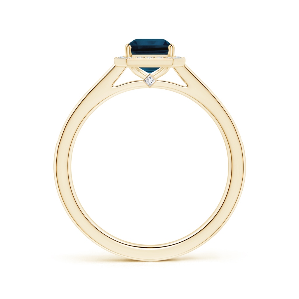 8.12x6.18x3.93mm AAA Emerald-Cut GIA Certified London Blue Topaz Halo Ring with Diamonds in 10K Yellow Gold Side 199