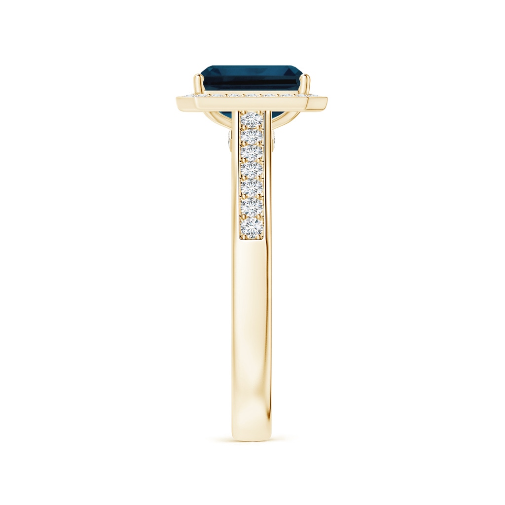 8.12x6.18x3.93mm AAA Emerald-Cut GIA Certified London Blue Topaz Halo Ring with Diamonds in 10K Yellow Gold Side 399