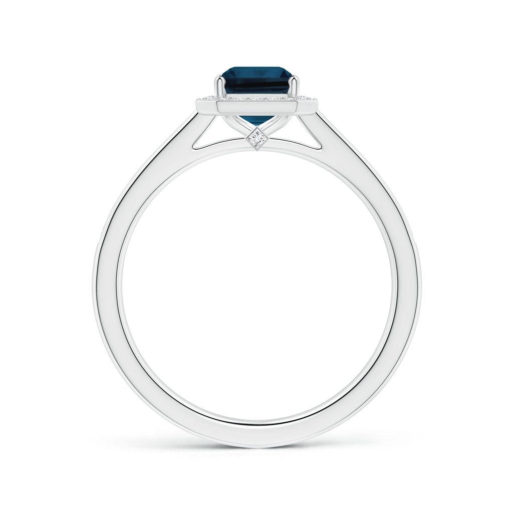 8.12x6.18x3.93mm AAA Emerald-Cut GIA Certified London Blue Topaz Halo Ring with Diamonds in White Gold Side 199