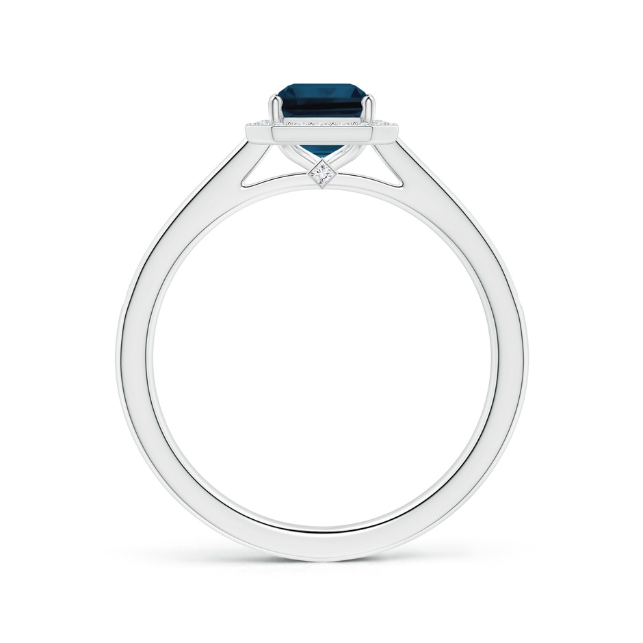 8.12x6.18x3.93mm AAA Emerald-Cut GIA Certified London Blue Topaz Halo Ring with Diamonds in White Gold side 199