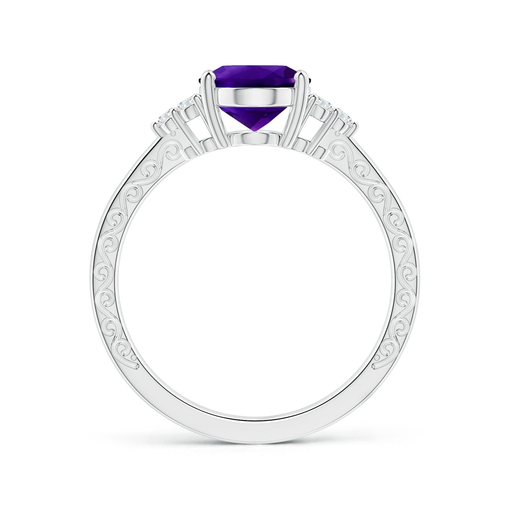 9.14x7.11x4.72mm AAA GIA Certified Oval Amethyst Reverse Tapered Shank Ring with Scrollwork in White Gold Side 199